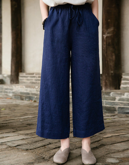 Linen blend wide Leg trousers