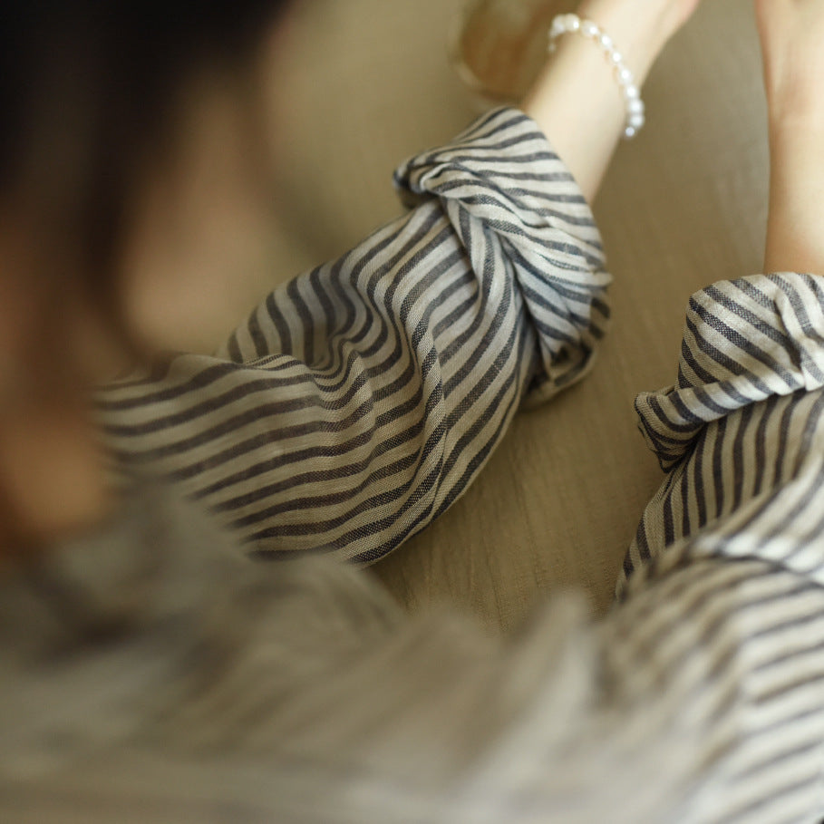 Printed Linen stripe shirt