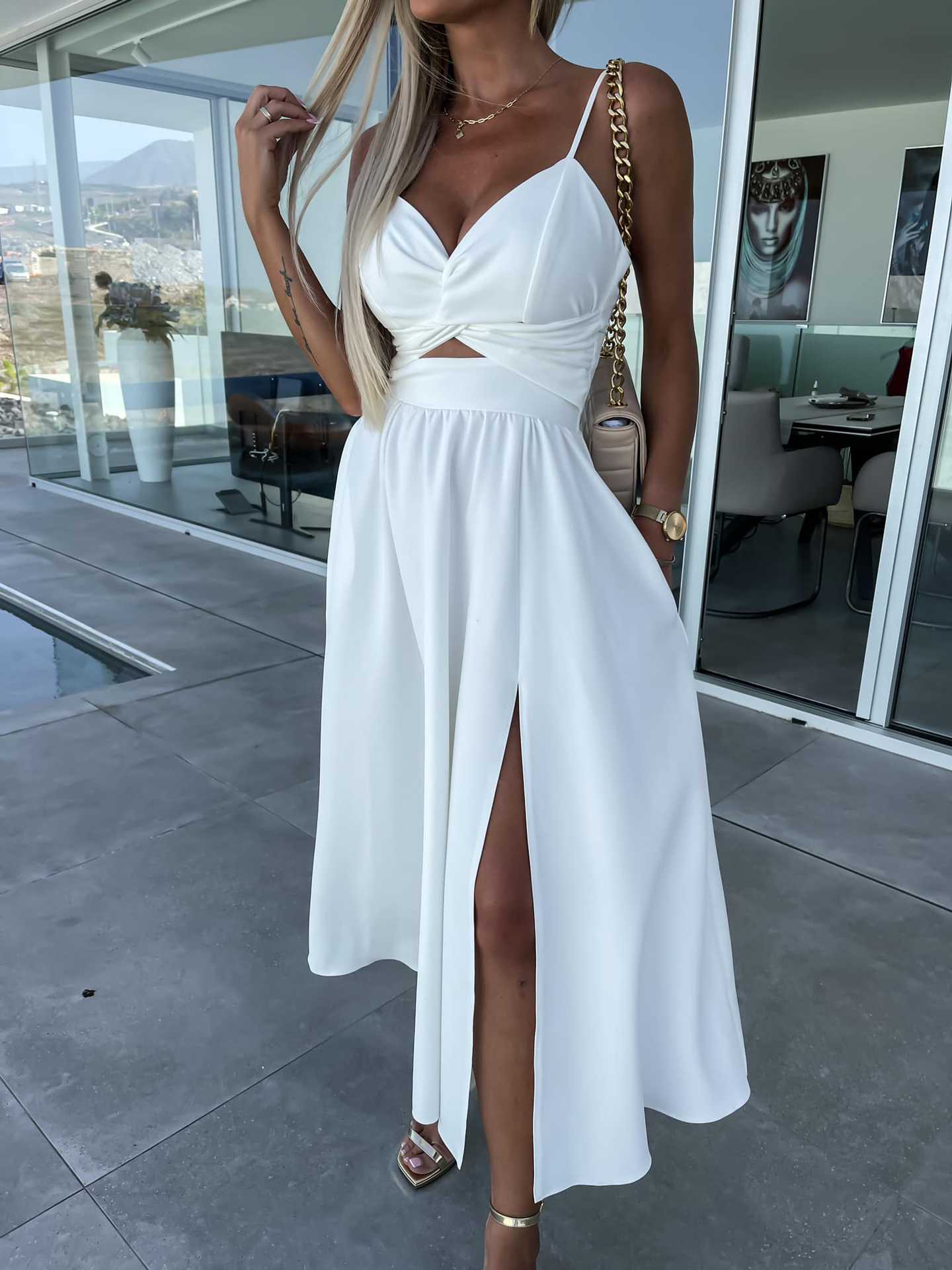 Cut out front dress with side split