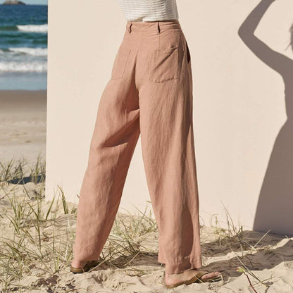 Linen blend wide Leg trousers