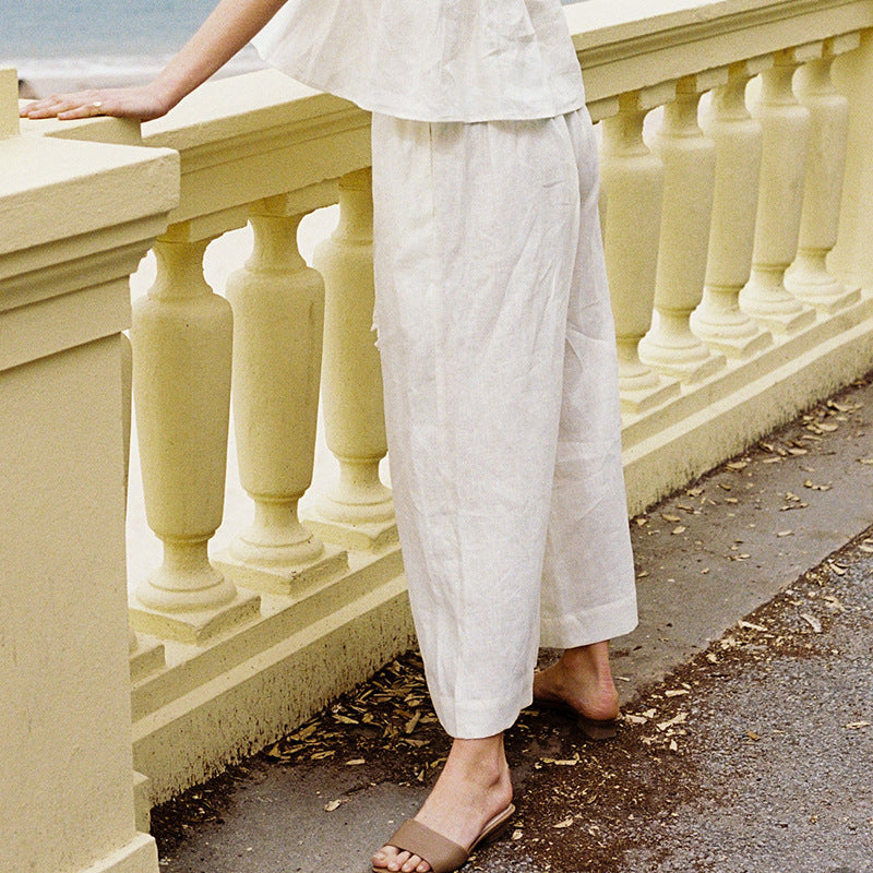 Linen wide leg trousers