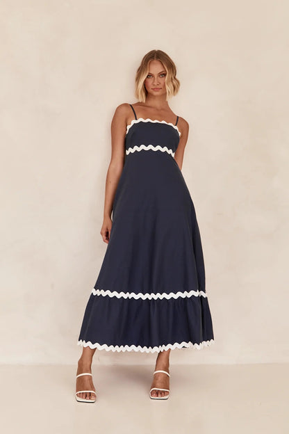 Contrast trim maxi dress