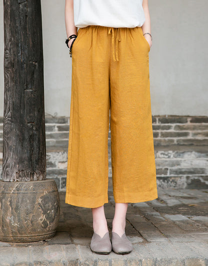 Linen blend wide Leg trousers