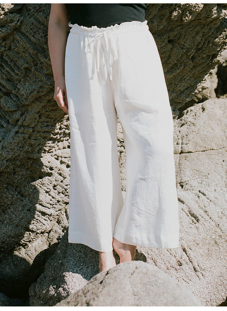 Linen wide leg trousers