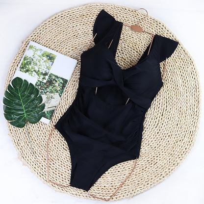 Ruffle sleeve swimsuit