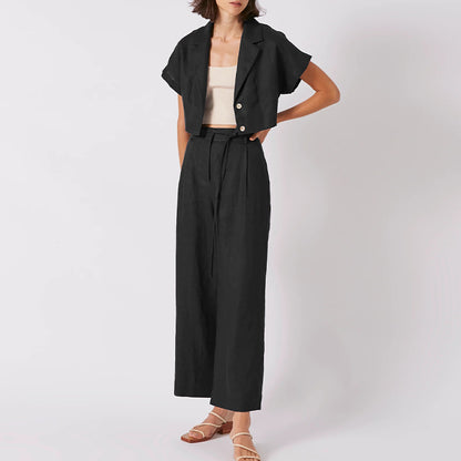 Pure Linen wide leg trousers