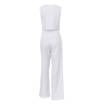 Cotton Linen Vest Trousers set