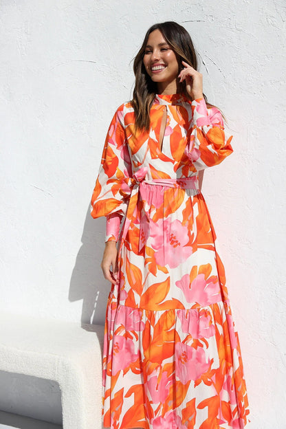 Printed full sleeve maxi dress