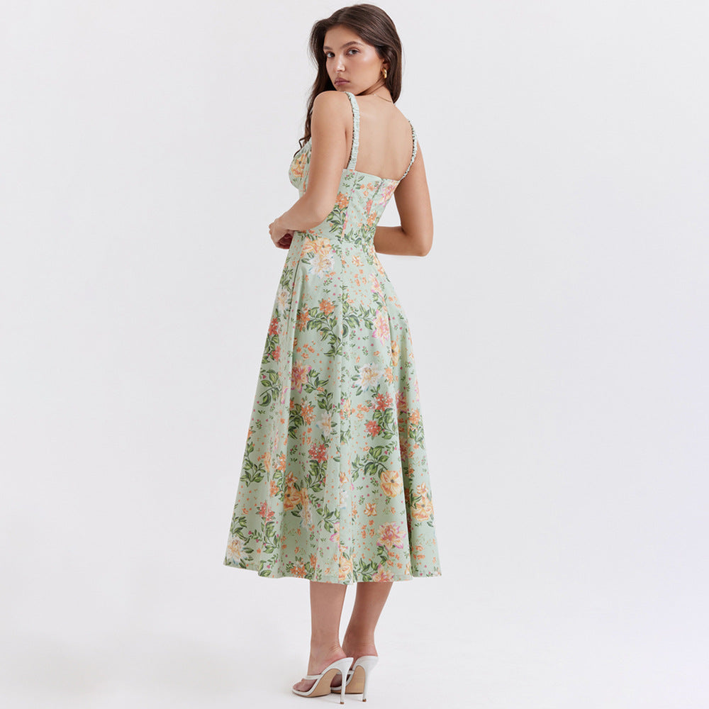 Printed midi length summer dress