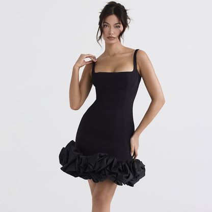 Little black dress with flounce hem