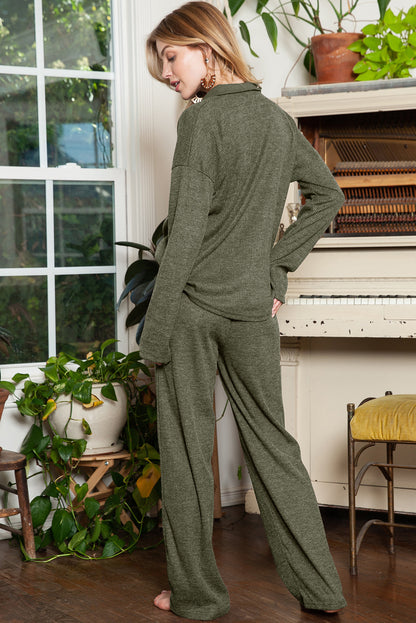 Soft touch knitted rib loungewear set