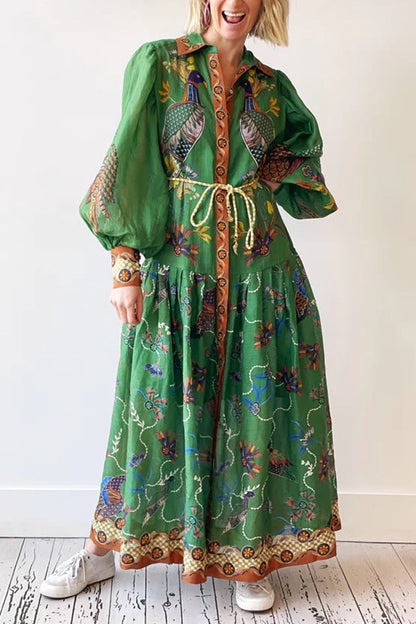 Printed full sleeve maxi dress