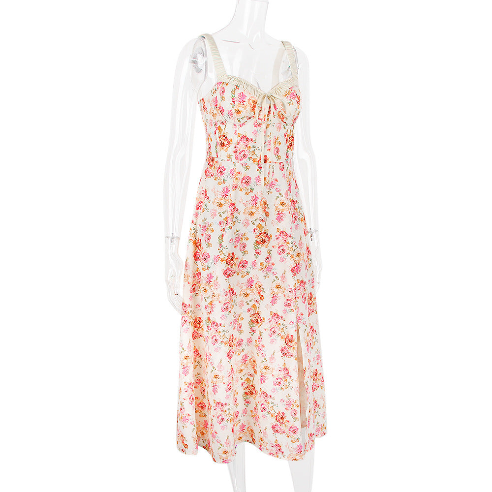 Printed midi length summer dress