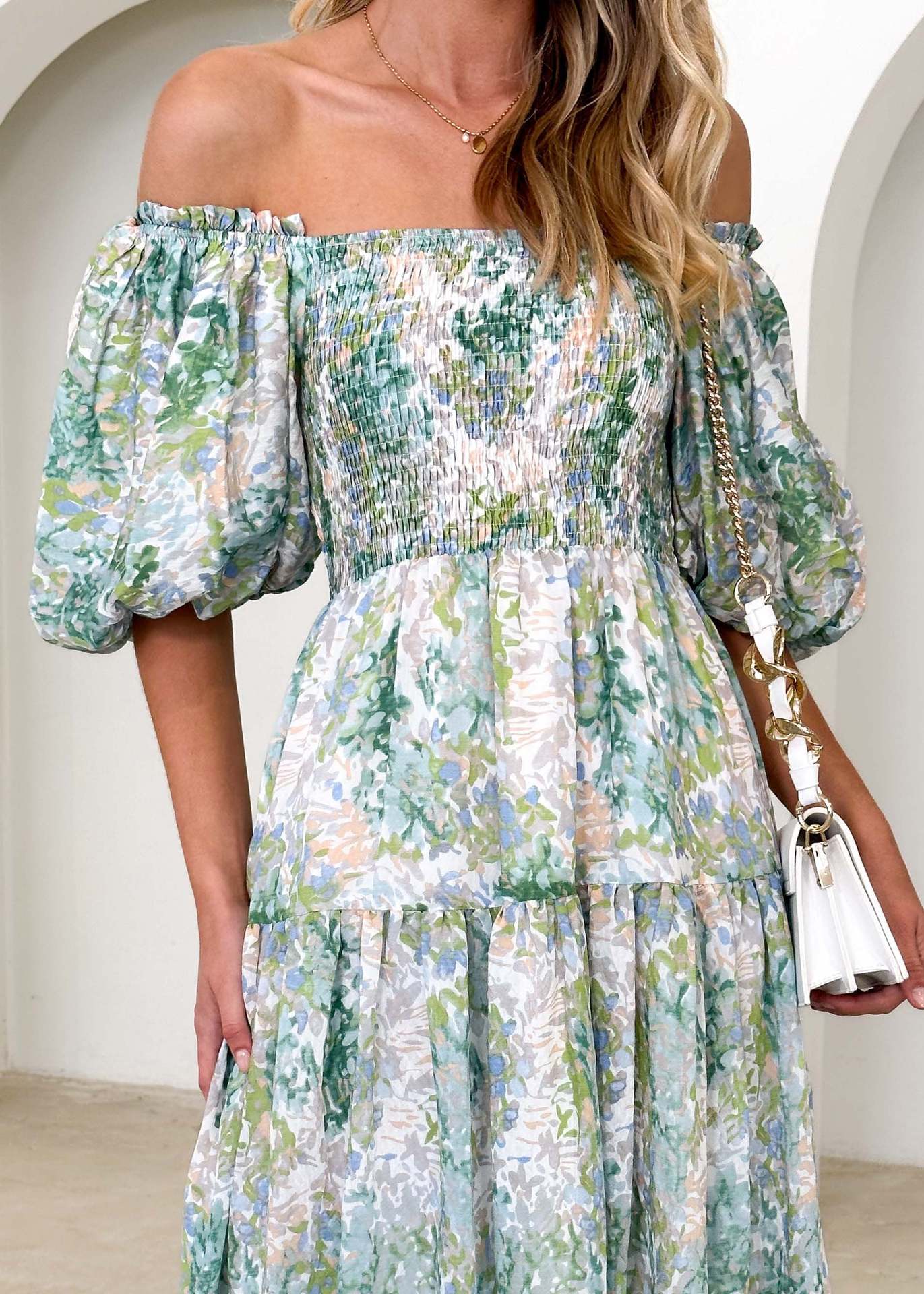 Printed tiered dress