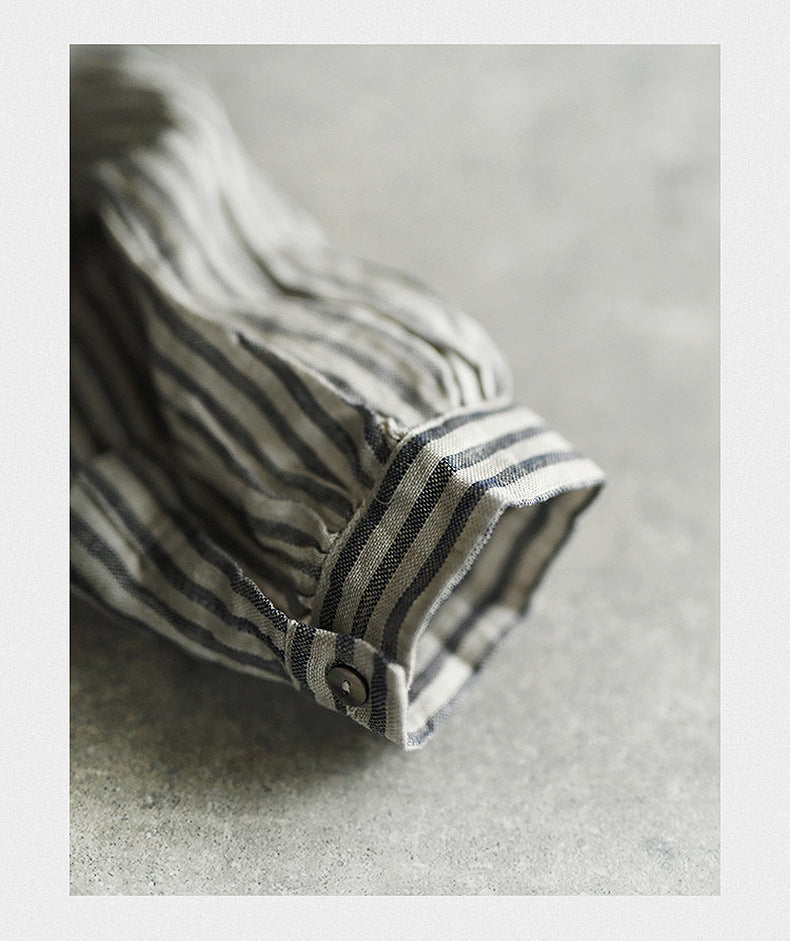 Printed Linen stripe shirt