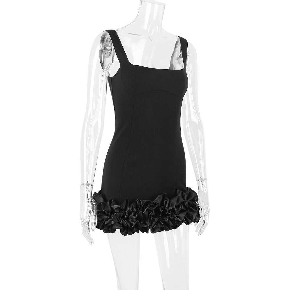 Little black dress with flounce hem