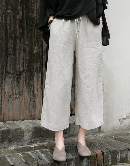 Linen blend wide Leg trousers