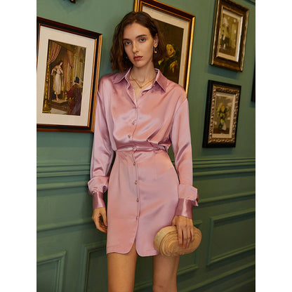 Satin shirt dress