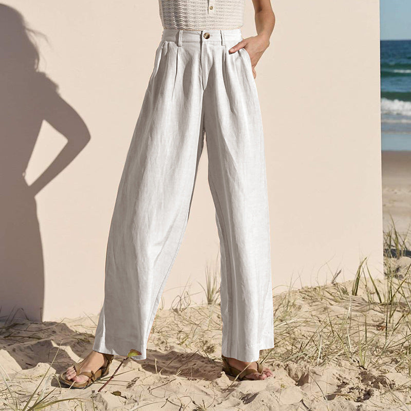 Linen blend wide Leg trousers