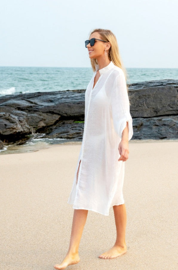 Cotton beach shirt dress