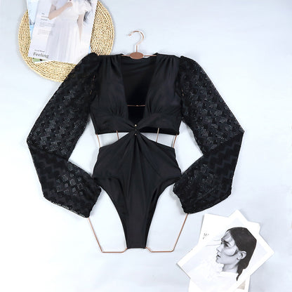 Lace sleeve swimsuit