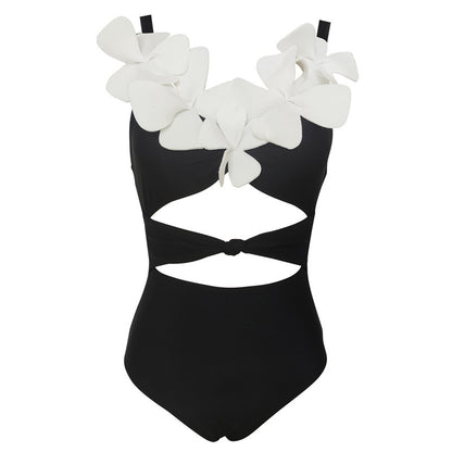 Swimsuit with 3D flower applique