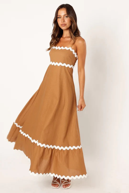 Contrast trim maxi dress