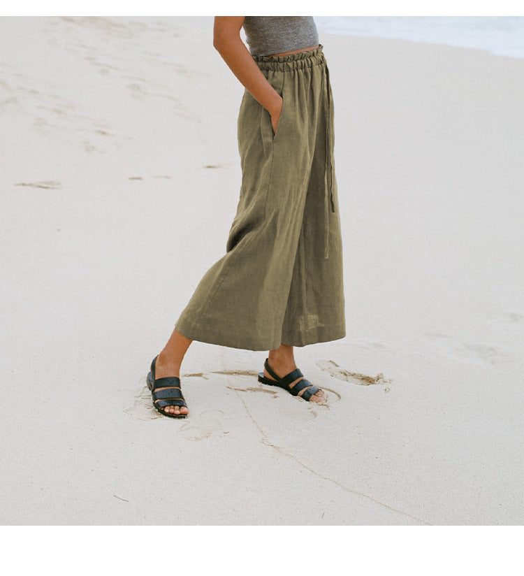 Linen wide leg trousers