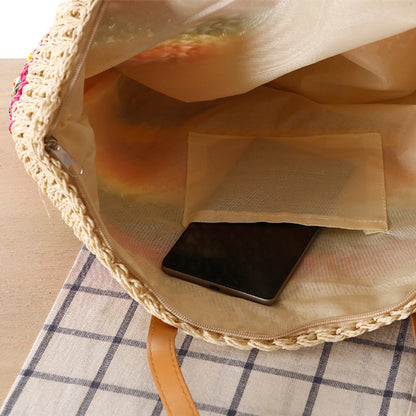 Rainbow Straw Beach Bag