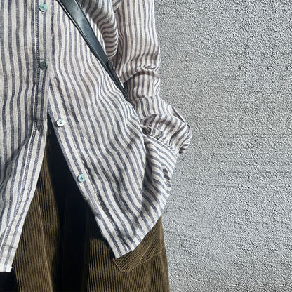 Printed Linen stripe shirt