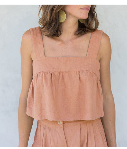 Linen blend top