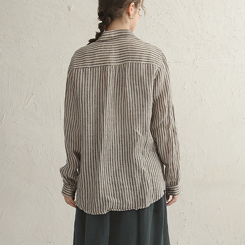 Stripe linen full sleeve shirt