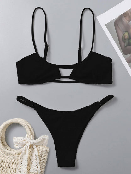 Textured bikini set