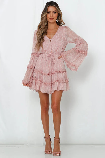 Printed full sleeve chiffon dress