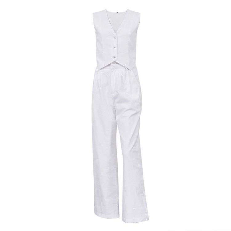 Cotton Linen Vest Trousers set