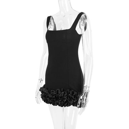 Little black dress with flounce hem