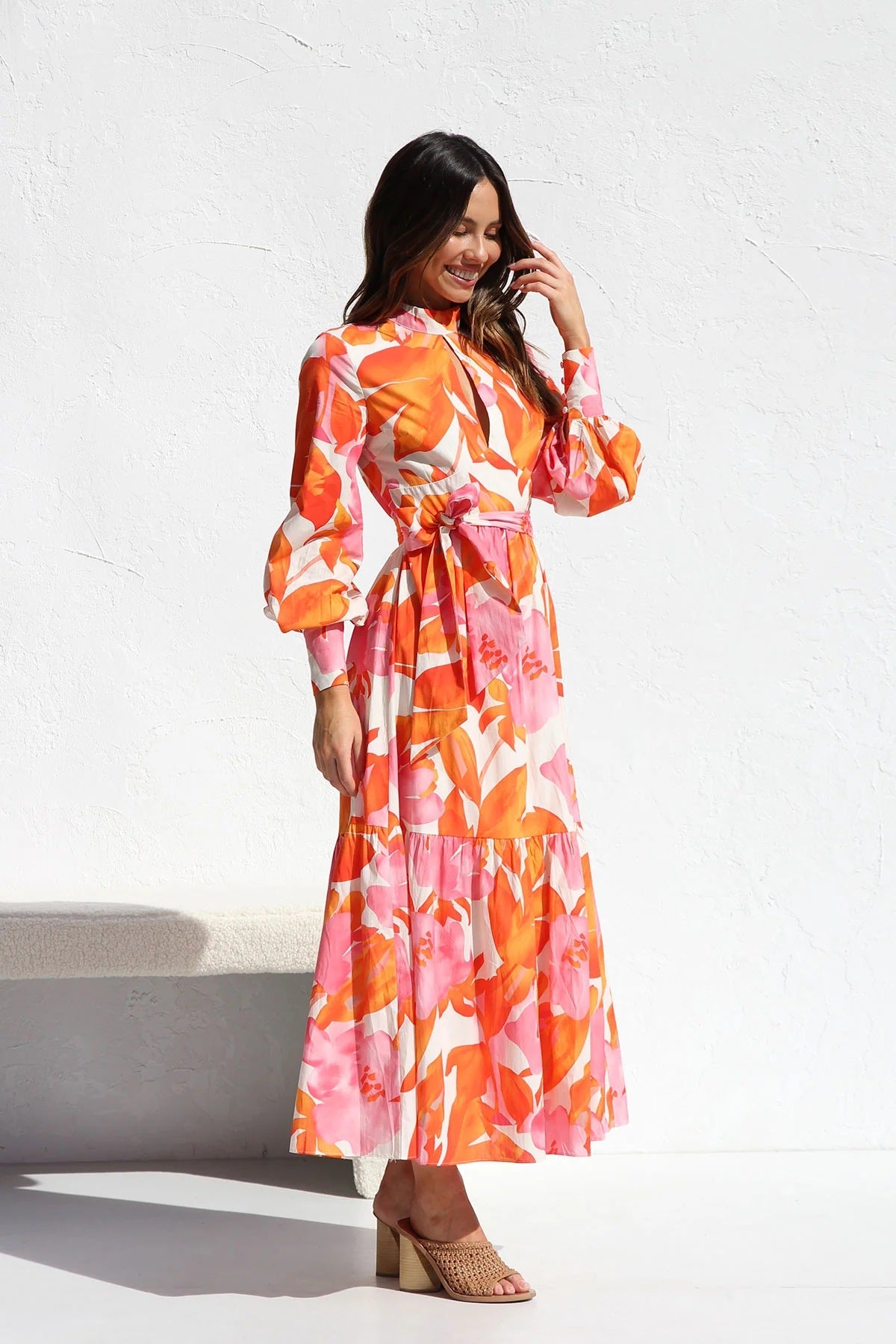 Printed full sleeve maxi dress