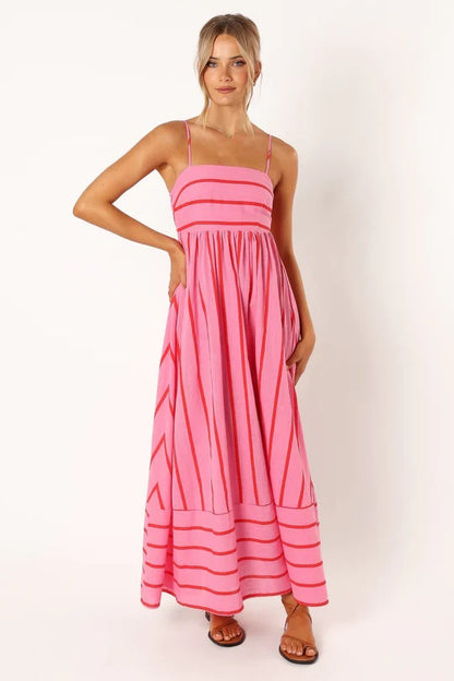 Printed stripe maxi dress