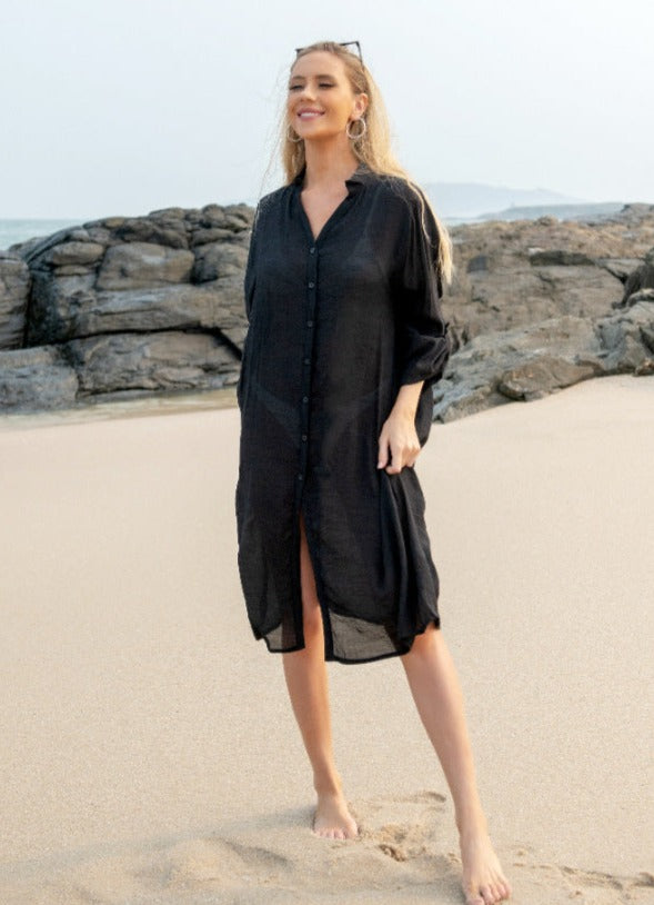 Cotton beach shirt dress