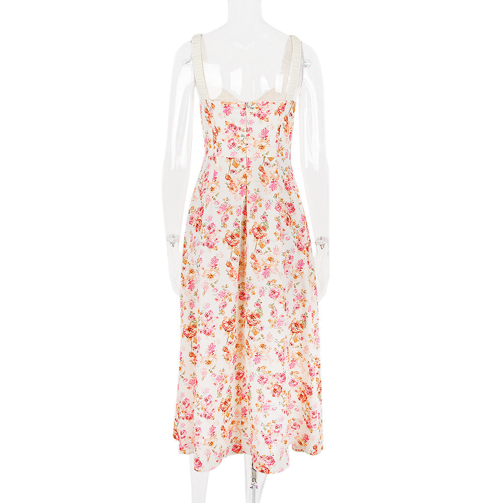 Printed midi length summer dress