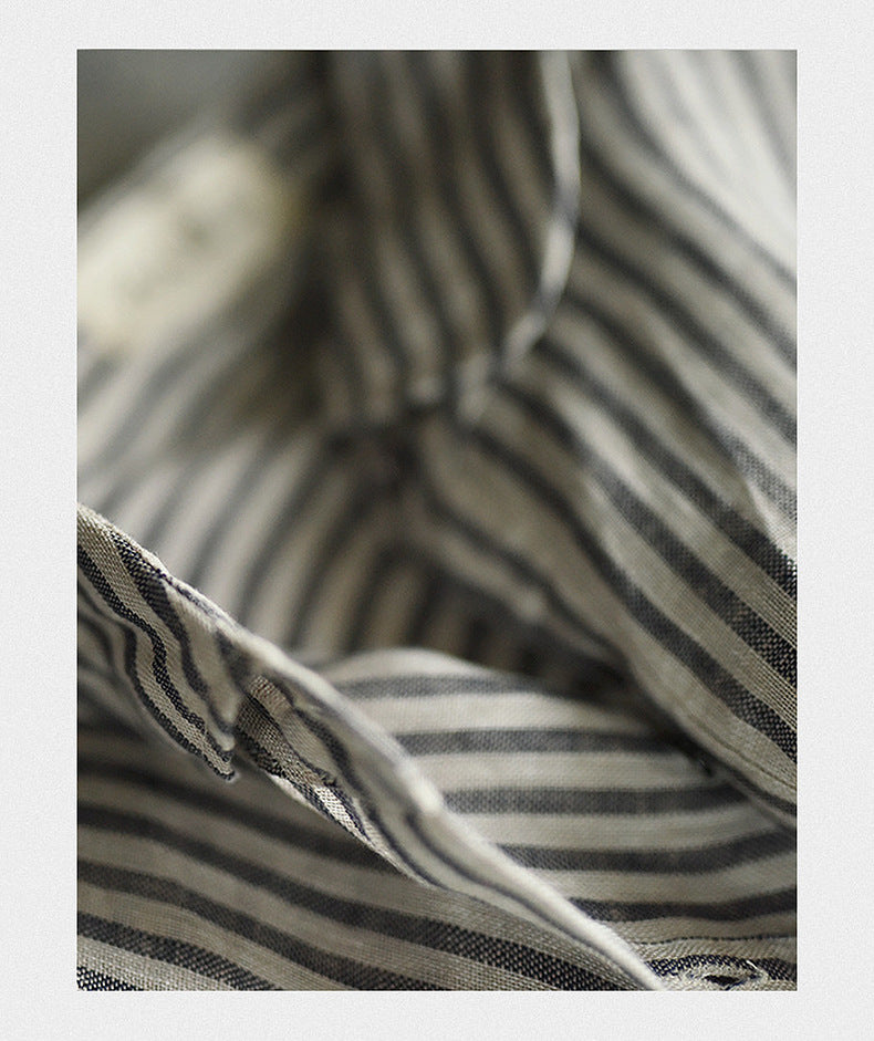 Printed Linen stripe shirt