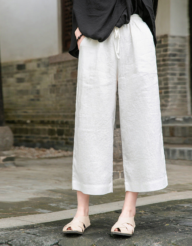 Linen blend wide Leg trousers