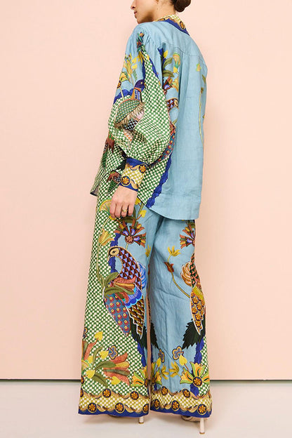 Printed matching top & trouser set