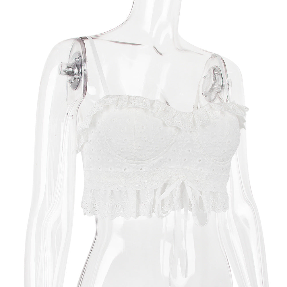 White lace camisole crop top