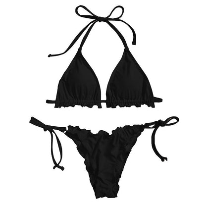 Frill triangle bikini set