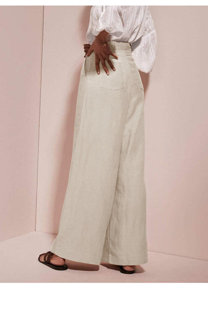 Linen blend wide Leg trousers