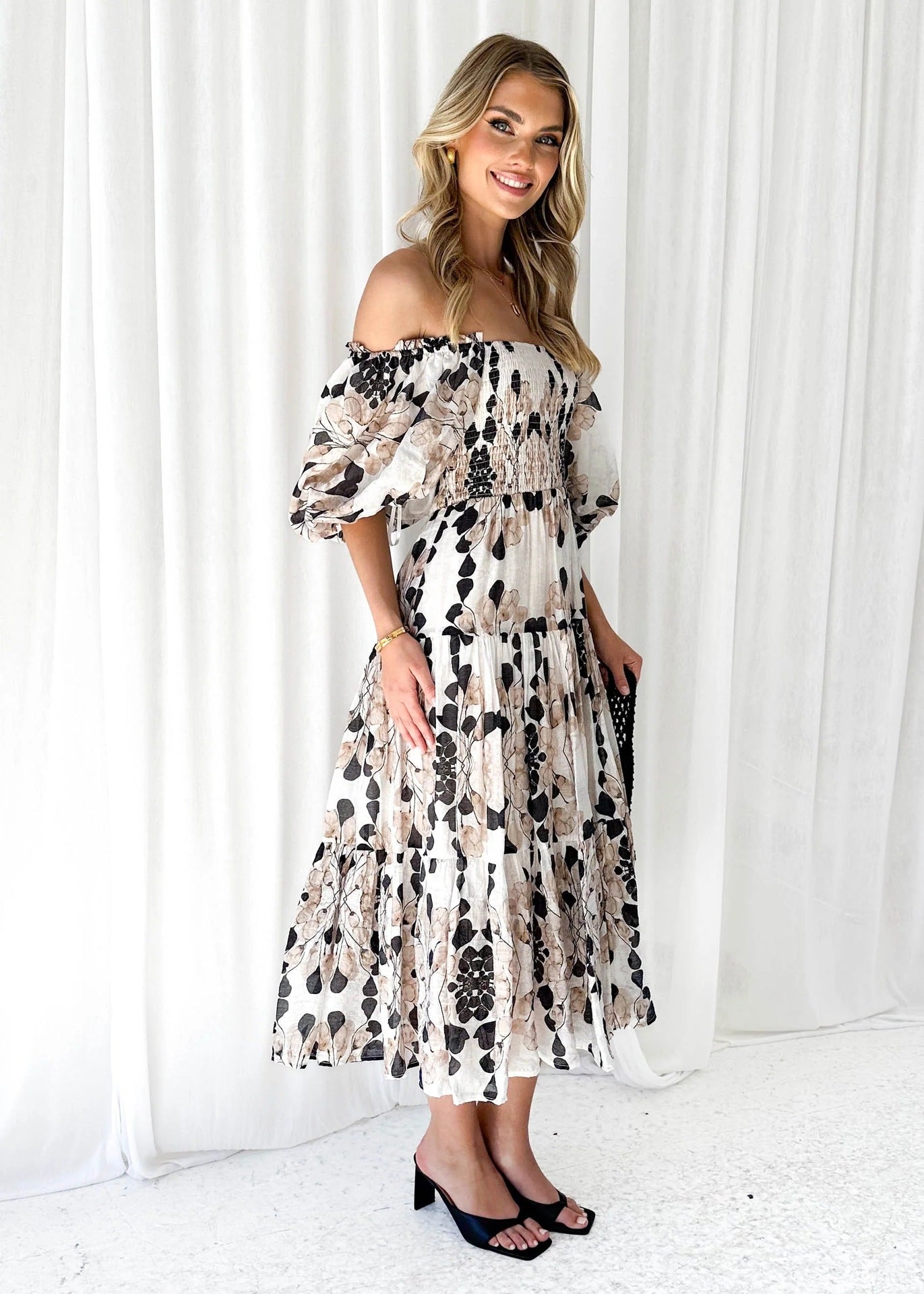 Printed tiered dress