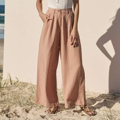 Linen blend wide Leg trousers