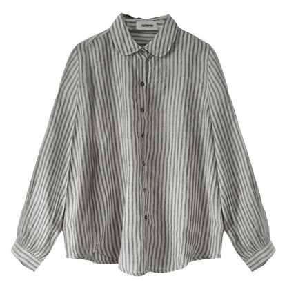 Printed Linen stripe shirt