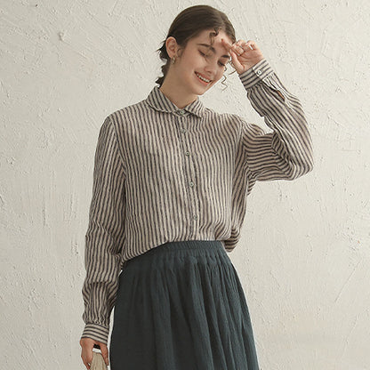 Stripe linen full sleeve shirt